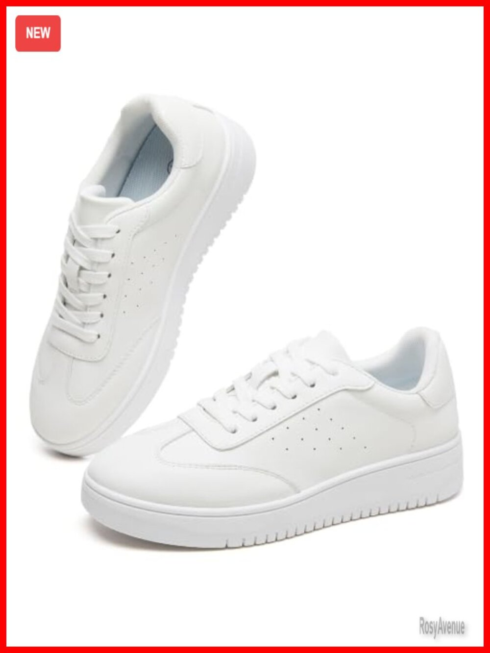 Platform Sneakers Breathable PU Leather Lace-Up Casual Women